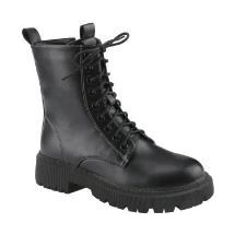 Look 012: black lace-up combat boot