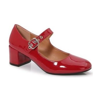 Look 013: red patent Mary Jane block heel