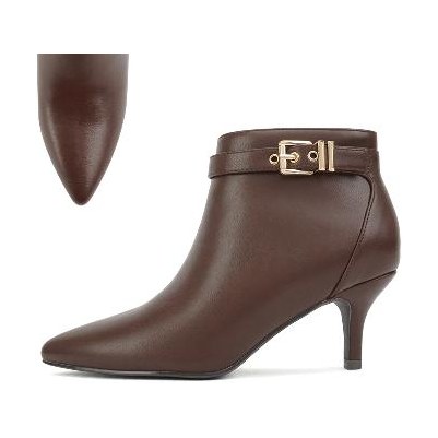 Look 018: brown kitten-heel ankle boot