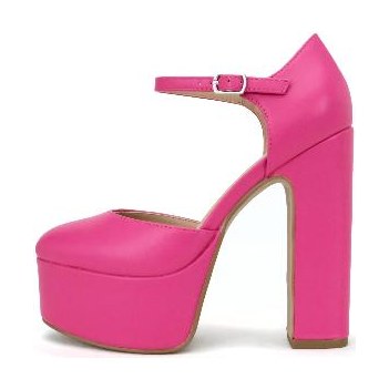 Look 056: pink platform Mary Jane pump