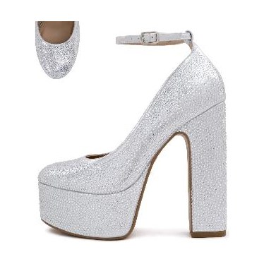 Look 070: silver glitter platform pump