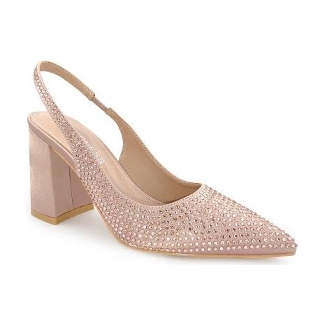 Look 075: nude rhinestone block-heel slingback