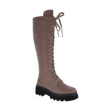Look 080: brown lace-up knee boot