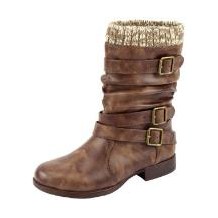 Look 093: brown slouch buckle boot