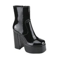 Look 097: black patent platform ankle boot
