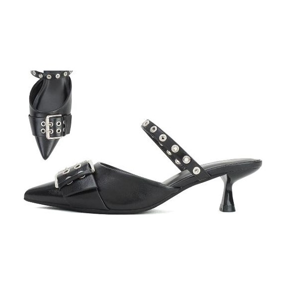 Look 102: studded pointed kitten-heel slingback