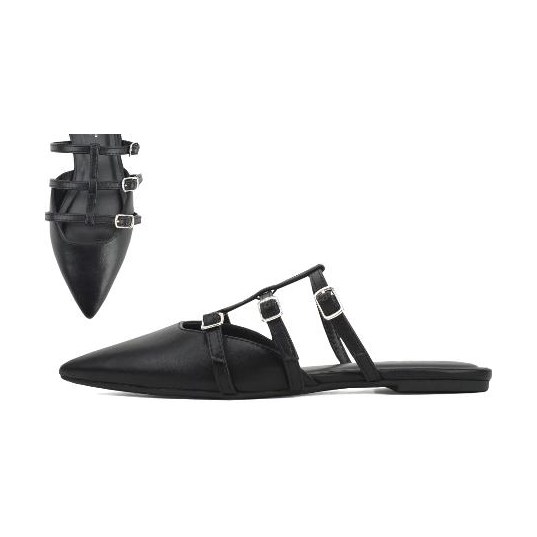 Look 108: pointed buckle slingback flat