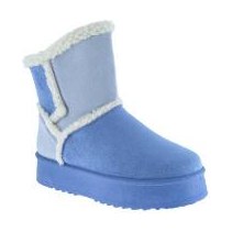 Look 110: blue shearling-trim platform mini boot
