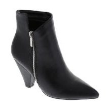 Look 119: black zip ankle boot with cone heel